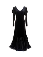 Cargar imagen en el visor de la galería, Vestido baile flamenco terciopelo volantes mangas
