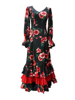 Cargar imagen en el visor de la galería, Vestido baile flamenco en crespón con tres volantes.
