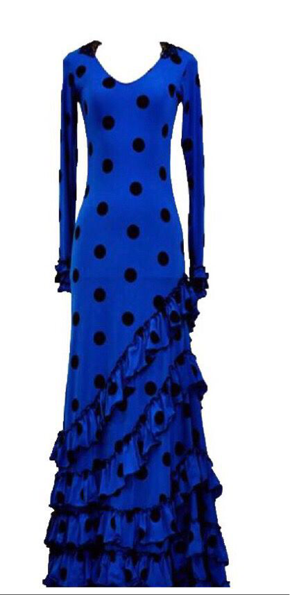 Vestido en lycra con Lunar, cinco volantes.