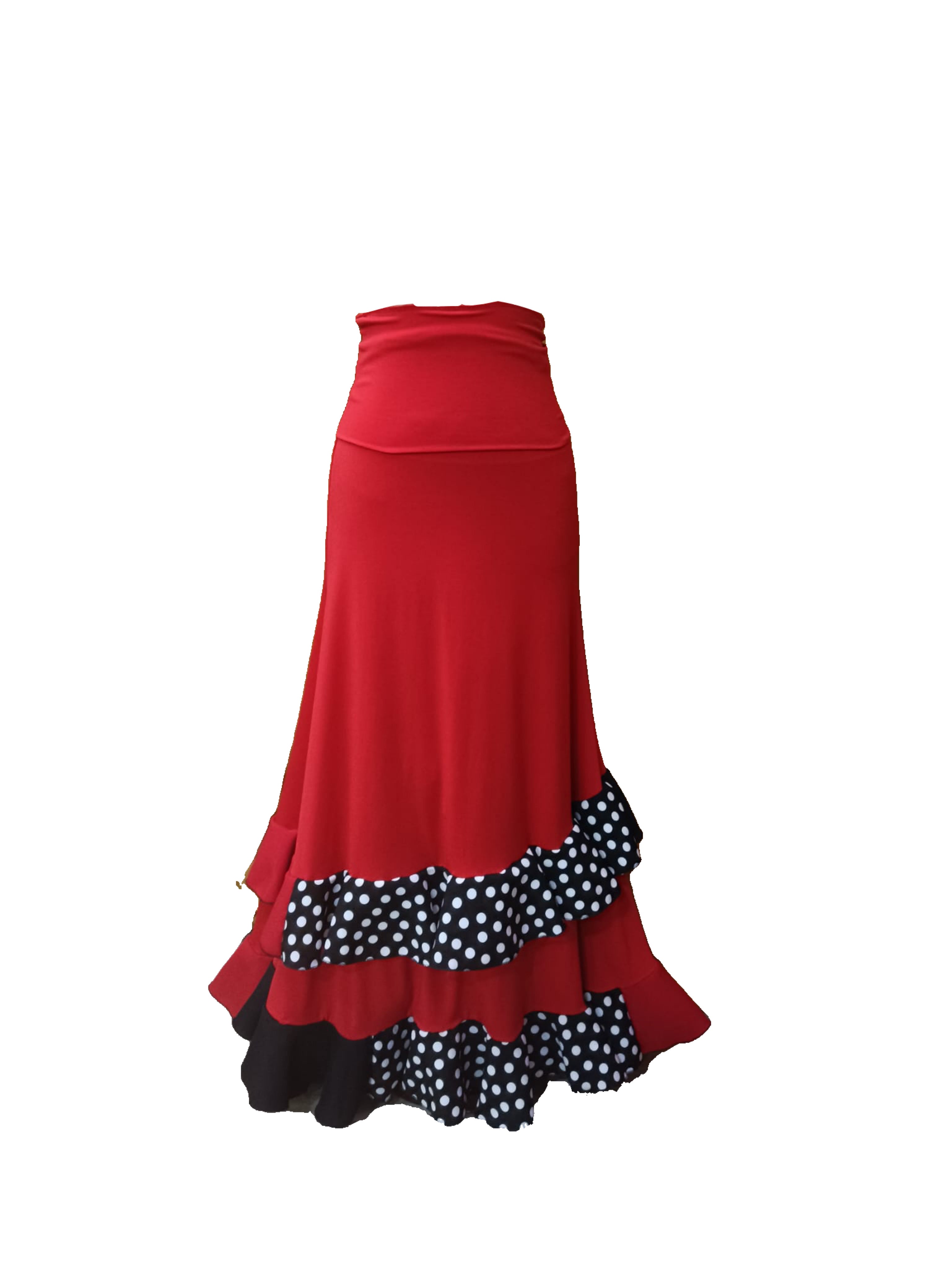 Falda de baile flamenco con dos volantes
