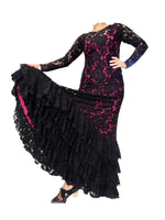 Cargar imagen en el visor de la galería, Vestido baile flamenco en encaje de lycra
