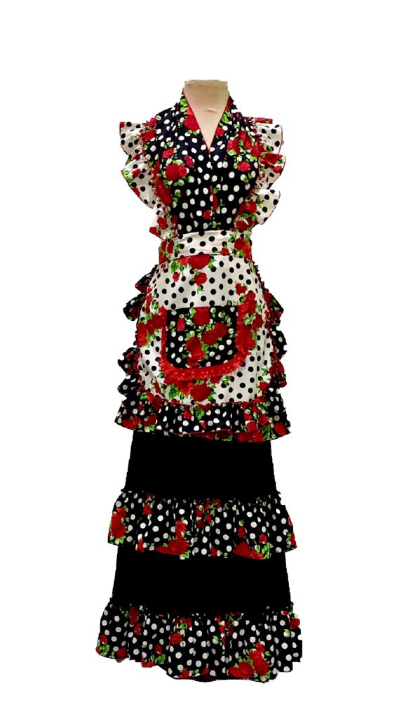 Falda flamenca en lycra con tres volantes en pirámide y adornos. –  FlamencoPasión