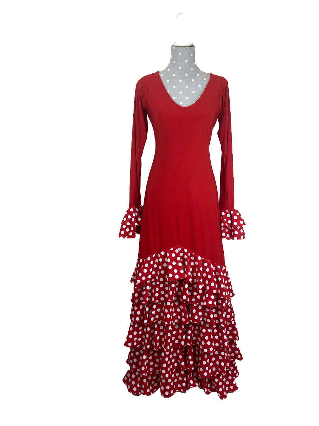 Vestido de baile flamenco de mujer, punto elástico , fabricación española.  -  México
